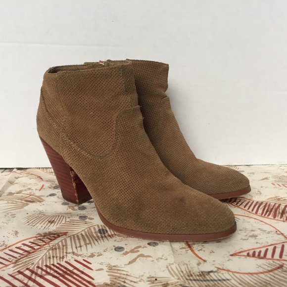 Dolce Vita Shoes - Dolce Vita Tan Perforated Suede Ankle Boots - 7.5